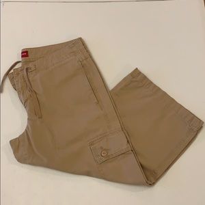 Khaki Cargo Pants w Draw-String Low Slouch Sz LG